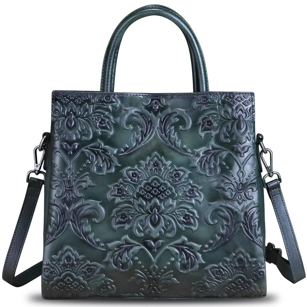 Genuine Textured Satchel Bag For Women'S Top Handle Strap Handbags